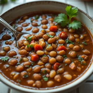 A bowl of charro beans recipe with a rich, flavorful broth, garnished with fresh parsley. The dish features tender beans, diced tomatoes, and aromatic spices, making it a hearty and comforting Mexican meal.